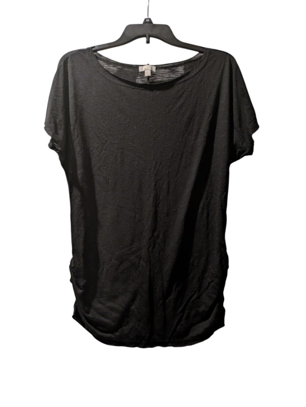 Charming Charlie Black Short Sleeve Scoop Neck Tee Size L